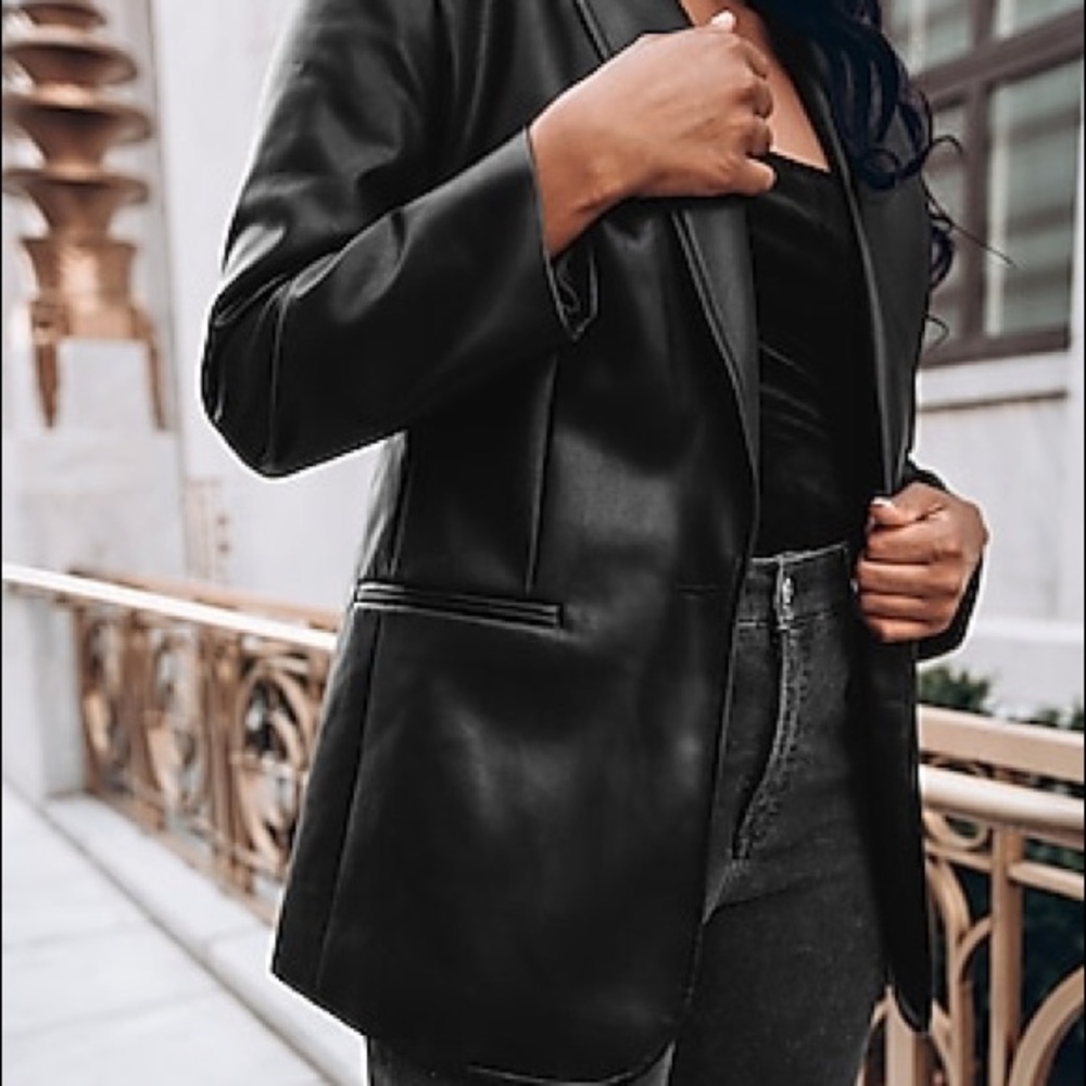 Express Faux Leather Boyfriend Blazer